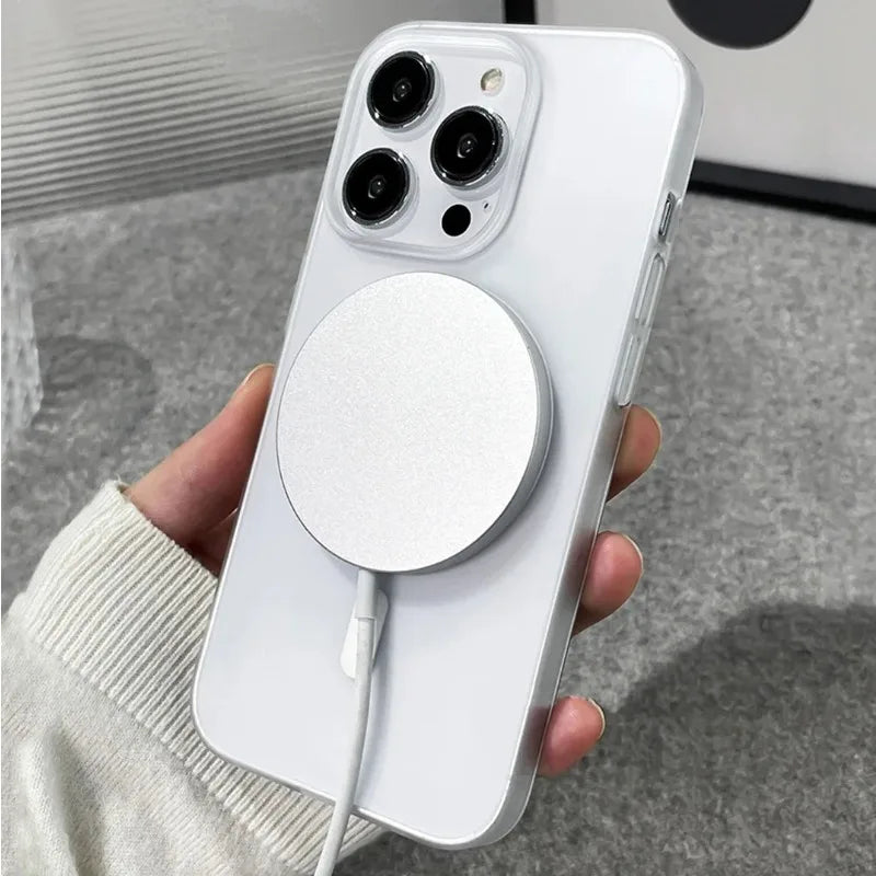 Matte Magnetic Wireless Charging Case für iPhone 11-16 Pro Max Plus, Translucent Hard Cover