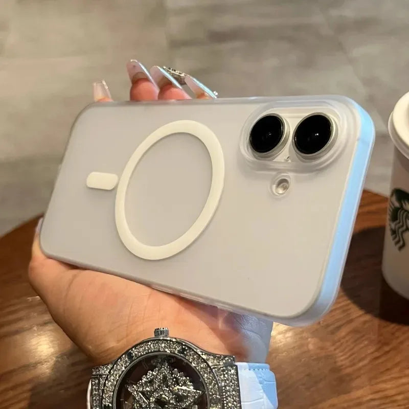 Matte Magnetic Wireless Charging Case für iPhone 11-16 Pro Max Plus, Translucent Hard Cover
