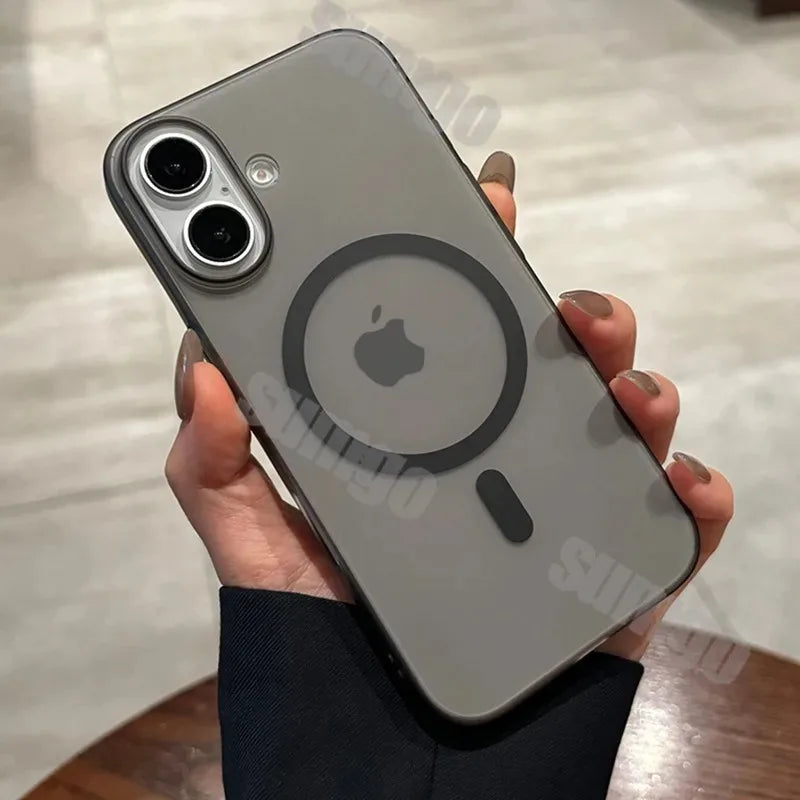 Matte Magnetic Wireless Charging Case für iPhone 11-16 Pro Max Plus, Translucent Hard Cover