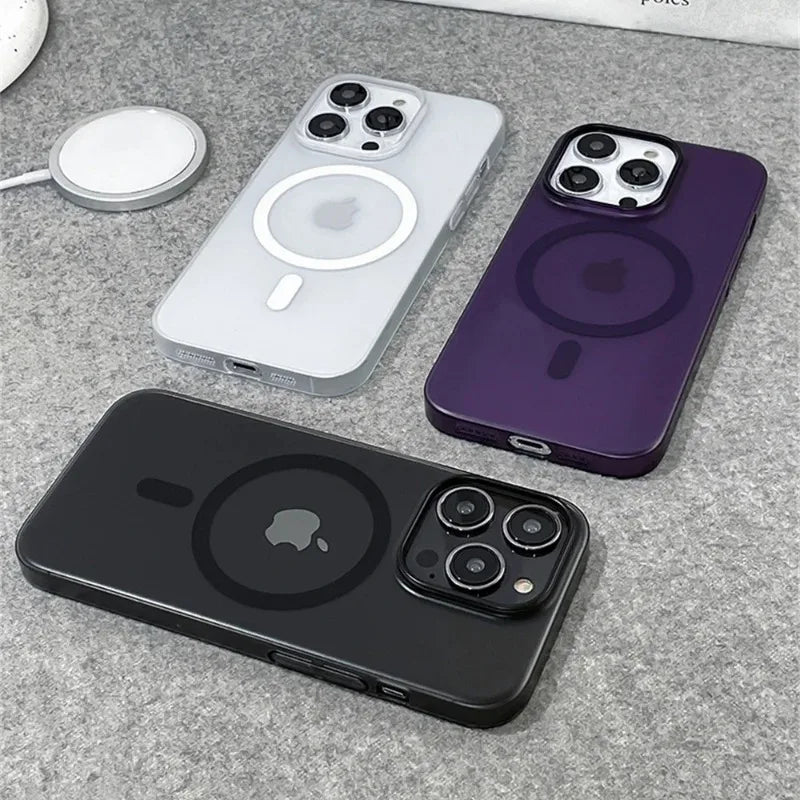 Matte Magnetic Wireless Charging Case für iPhone 11-16 Pro Max Plus, Translucent Hard Cover