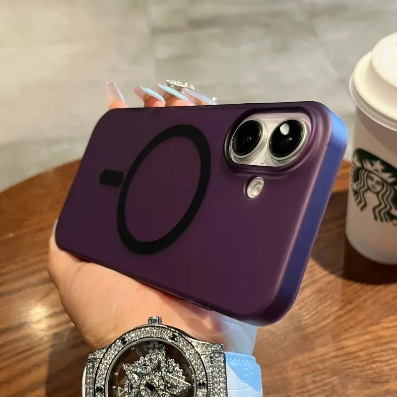 Matte Magnetic Wireless Charging Case für iPhone 11-16 Pro Max Plus, Translucent Hard Cover