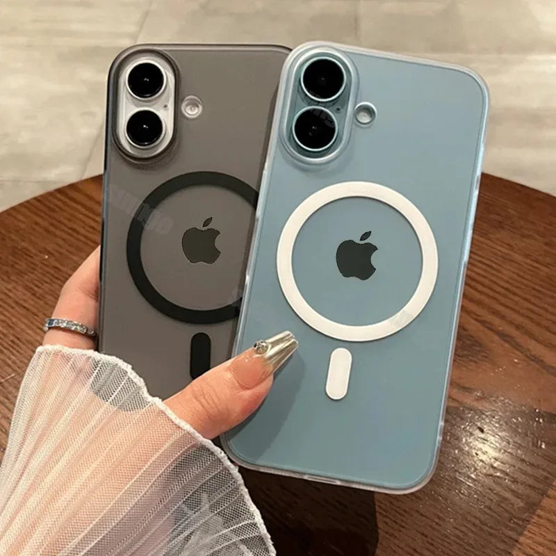 Matte Magnetic Wireless Charging Case für iPhone 11-16 Pro Max Plus, Translucent Hard Cover