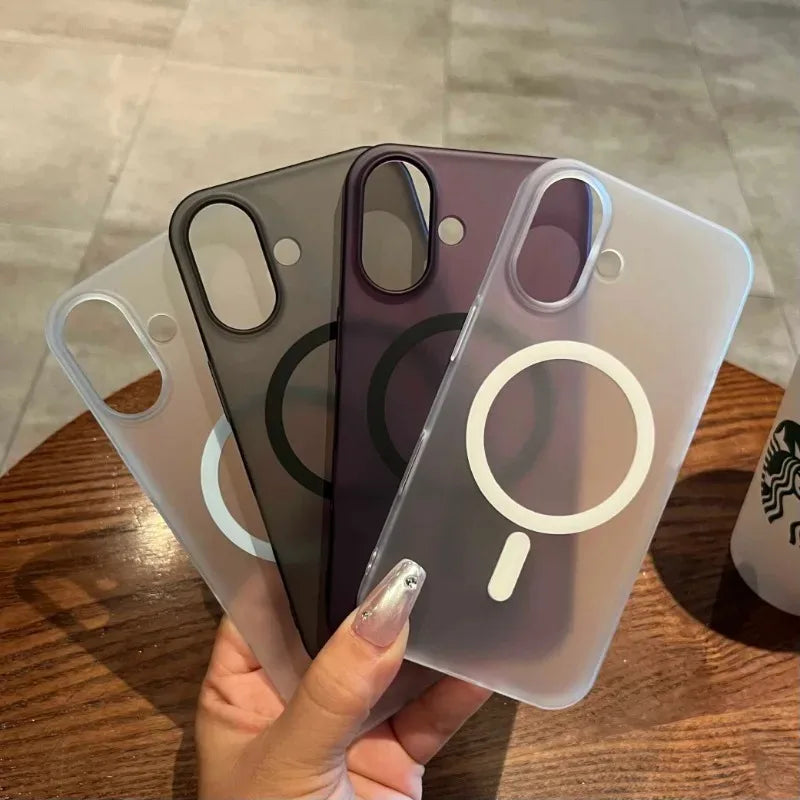 Matte Magnetic Wireless Charging Case für iPhone 11-16 Pro Max Plus, Translucent Hard Cover
