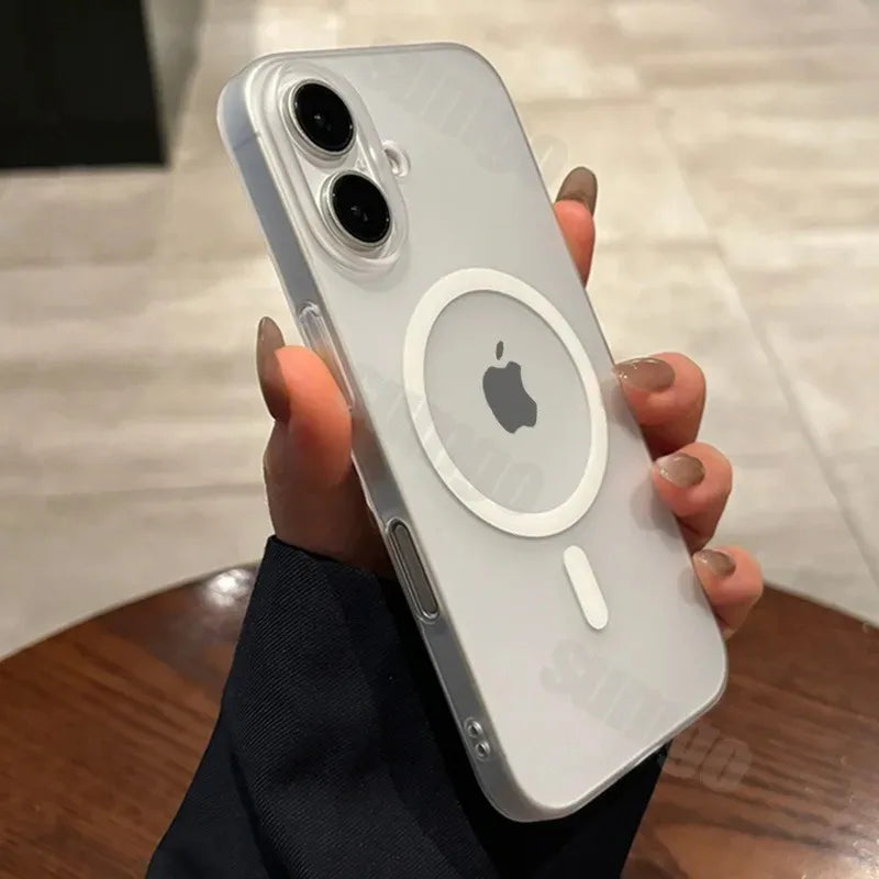 Matte Magnetic Wireless Charging Case für iPhone 11-16 Pro Max Plus, Translucent Hard Cover