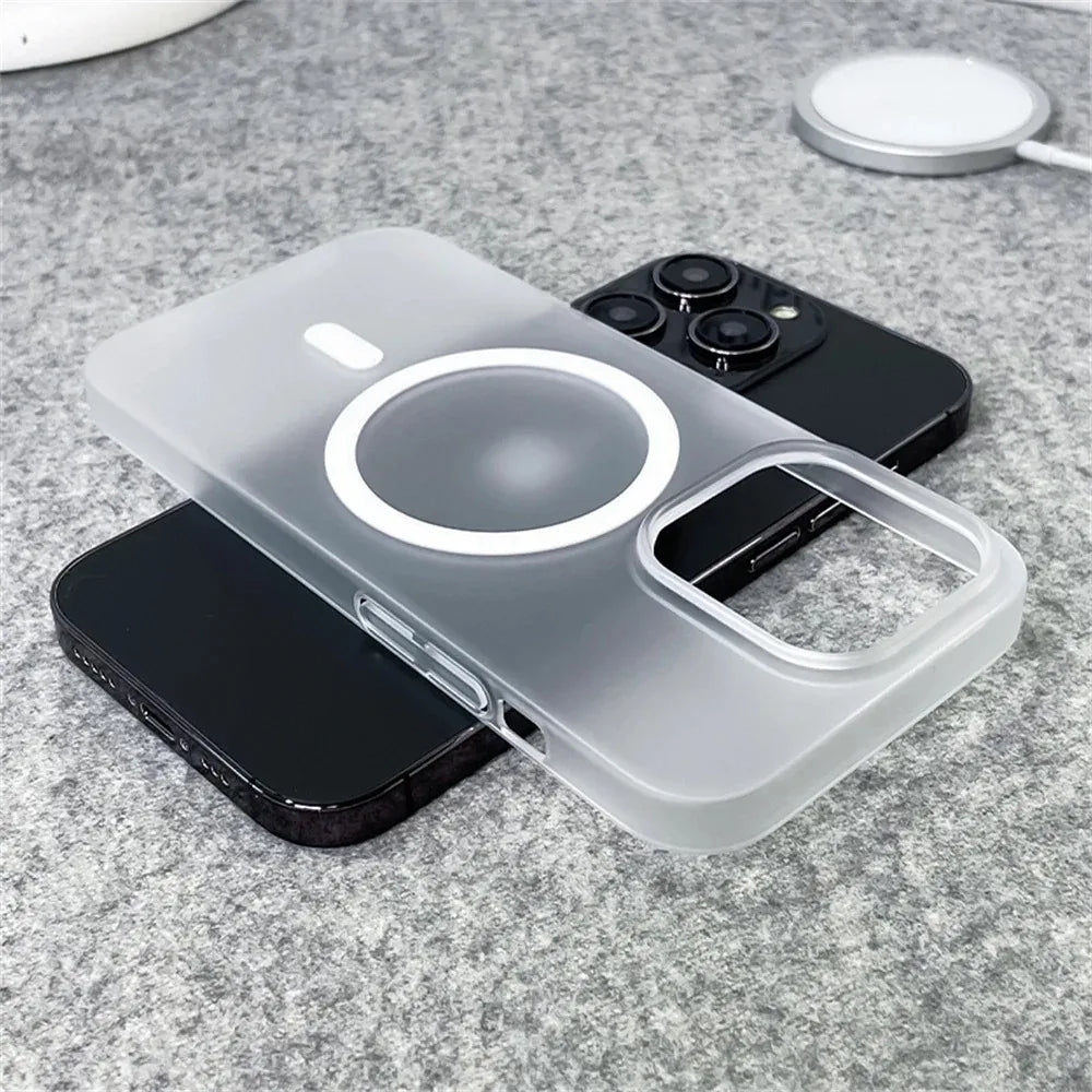 Matte Magnetic Wireless Charging Case für iPhone 11-16 Pro Max Plus, Translucent Hard Cover