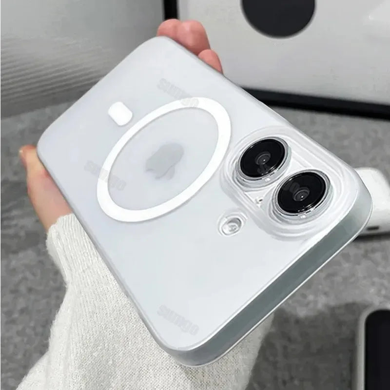 Matte Magnetic Wireless Charging Case für iPhone 11-16 Pro Max Plus, Translucent Hard Cover