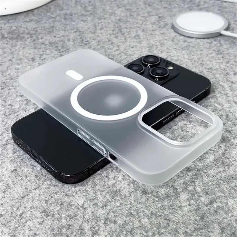 Matte Magnetic Wireless Charging Case für iPhone 11-16 Pro Max Plus, Translucent Hard Cover