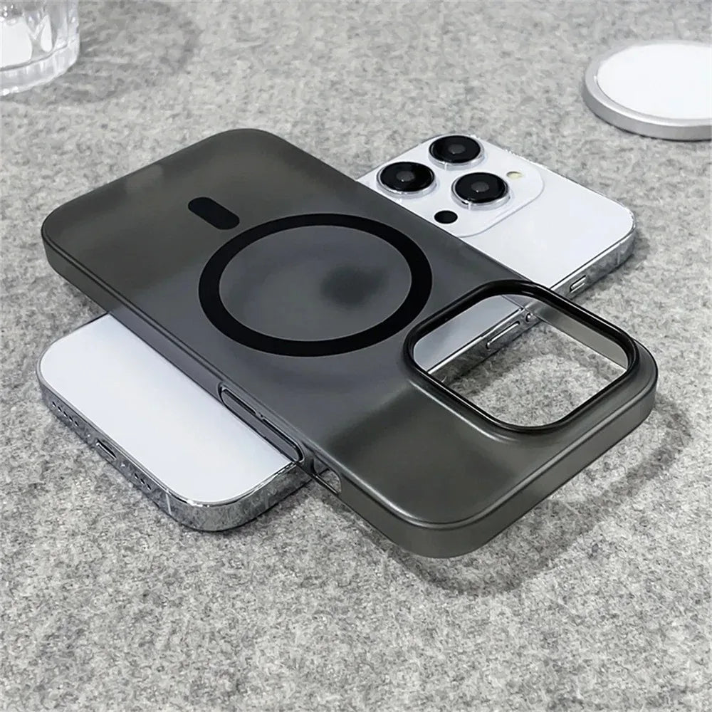 Matte Magnetic Wireless Charging Case für iPhone 11-16 Pro Max Plus, Translucent Hard Cover