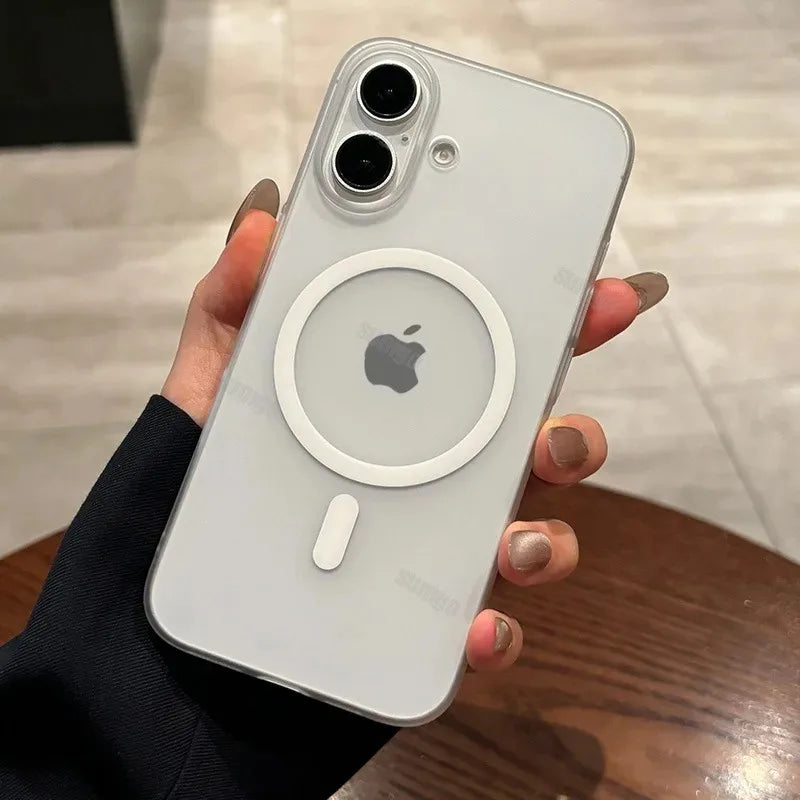 Matte Magnetic Wireless Charging Case für iPhone 11-16 Pro Max Plus, Translucent Hard Cover
