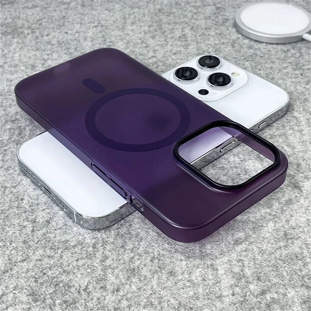 Matte Magnetic Wireless Charging Case für iPhone 11-16 Pro Max Plus, Translucent Hard Cover