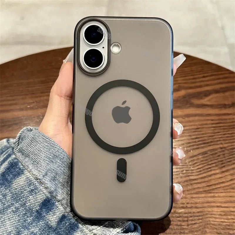 Matte Magnetic Wireless Charging Case für iPhone 11-16 Pro Max Plus, Translucent Hard Cover