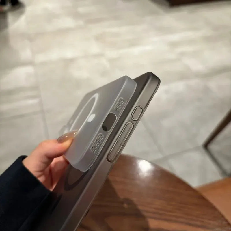 Matte Magnetic Wireless Charging Case für iPhone 11-16 Pro Max Plus, Translucent Hard Cover