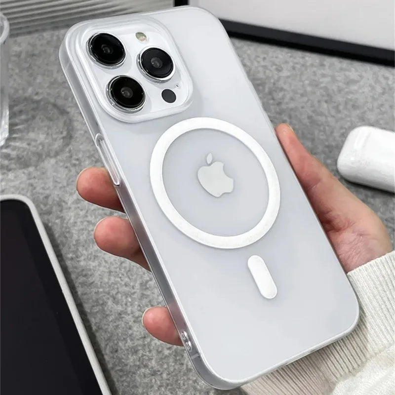 Matte Magnetic Wireless Charging Case für iPhone 11-16 Pro Max Plus, Translucent Hard Cover