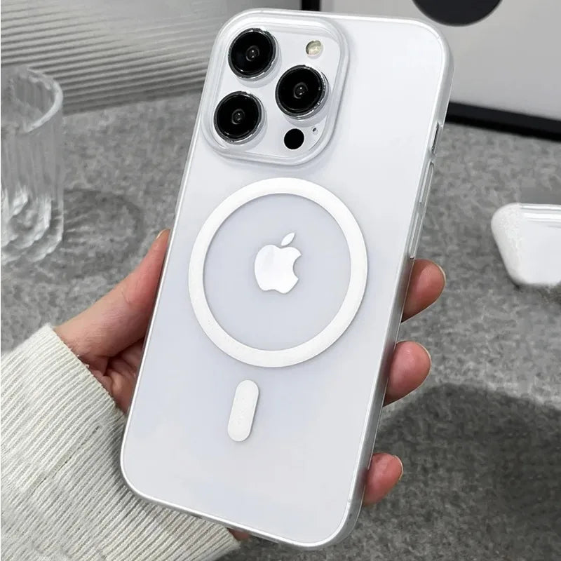 Matte Magnetic Wireless Charging Case für iPhone 11-16 Pro Max Plus, Translucent Hard Cover