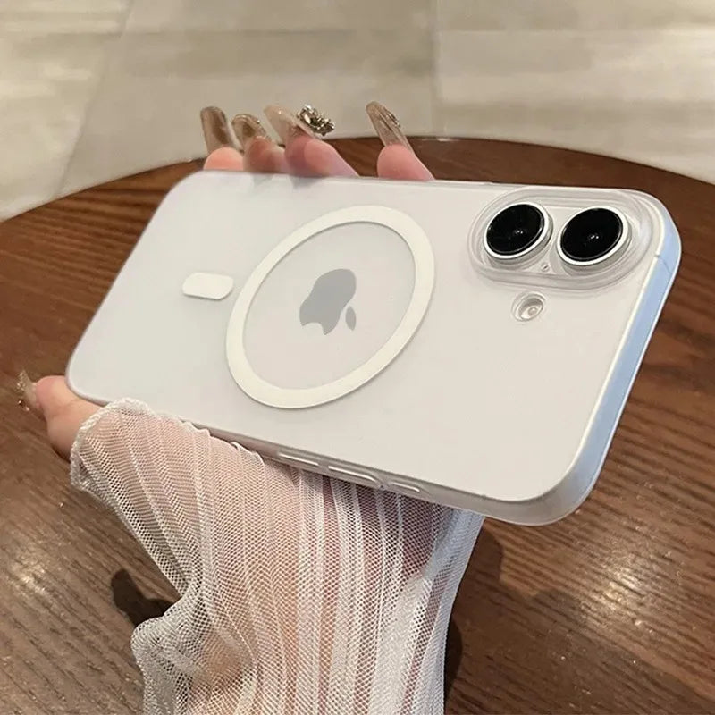 Matte Magnetic Wireless Charging Case für iPhone 11-16 Pro Max Plus, Translucent Hard Cover