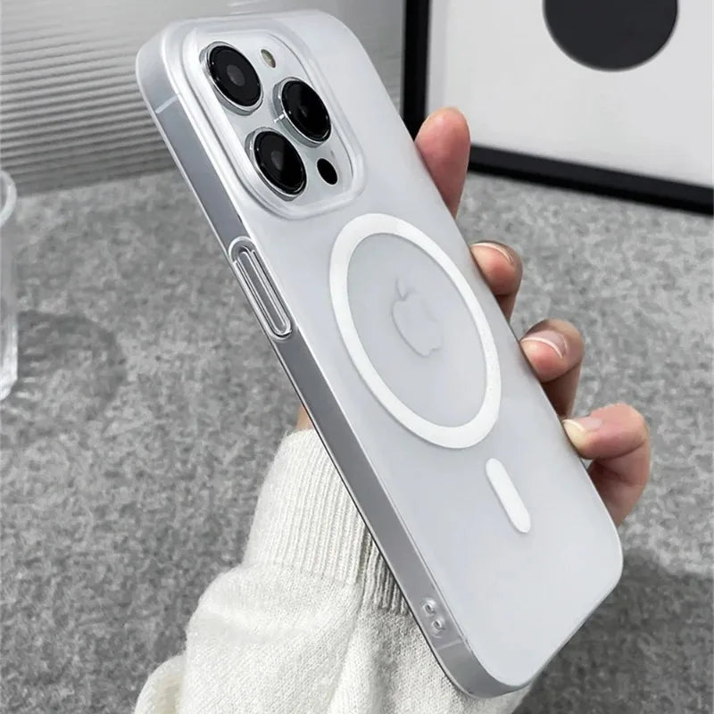 Matte Magnetic Wireless Charging Case für iPhone 11-16 Pro Max Plus, Translucent Hard Cover