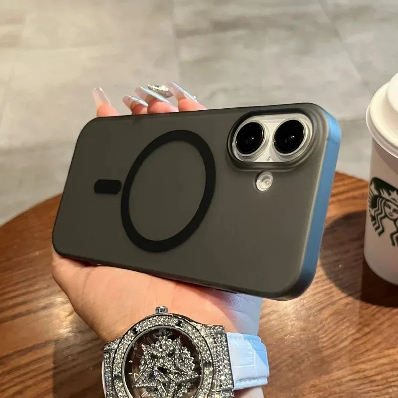 Matte Magnetic Wireless Charging Case für iPhone 11-16 Pro Max Plus, Translucent Hard Cover