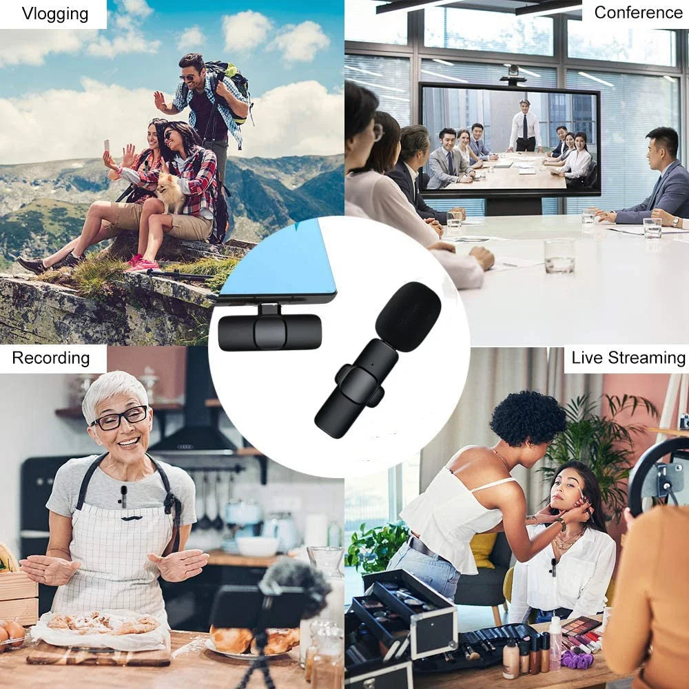 Kabelloses Lavalier-Mikrofon für iPhone & Android – tragbar, lange Akkulaufzeit, ideal für Aufnahme, Livestream & Gaming