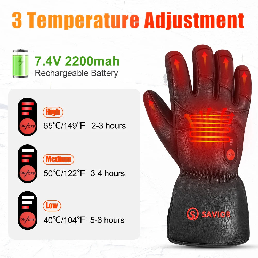 Heizdehandschuhe mit Touchscreen, wasserdicht, für Outdoor-Sport & Motorrad, batteriebetrieben
