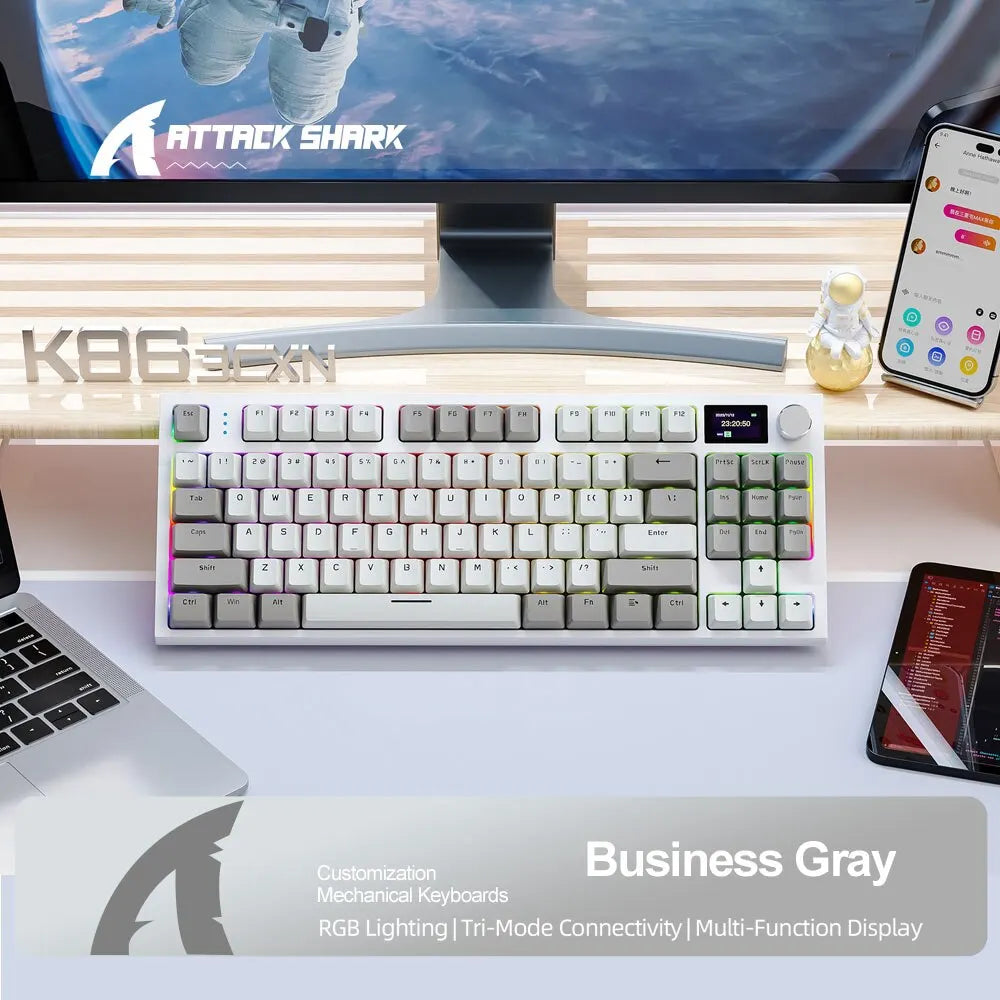 K86 Wireless Hot-Swap Keyboard mit Display & Drehregler – Bluetooth/2.4G für Gaming & Arbeit