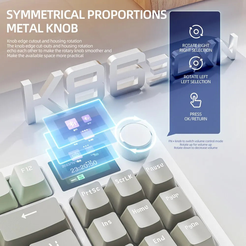 K86 Wireless Hot-Swap Keyboard mit Display & Drehregler – Bluetooth/2.4G für Gaming & Arbeit