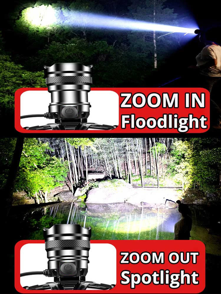 Fishing Lantern 500M Lumen Zoom Headlamp – XHP70, Sensor, USB-C, Wiederaufladbar