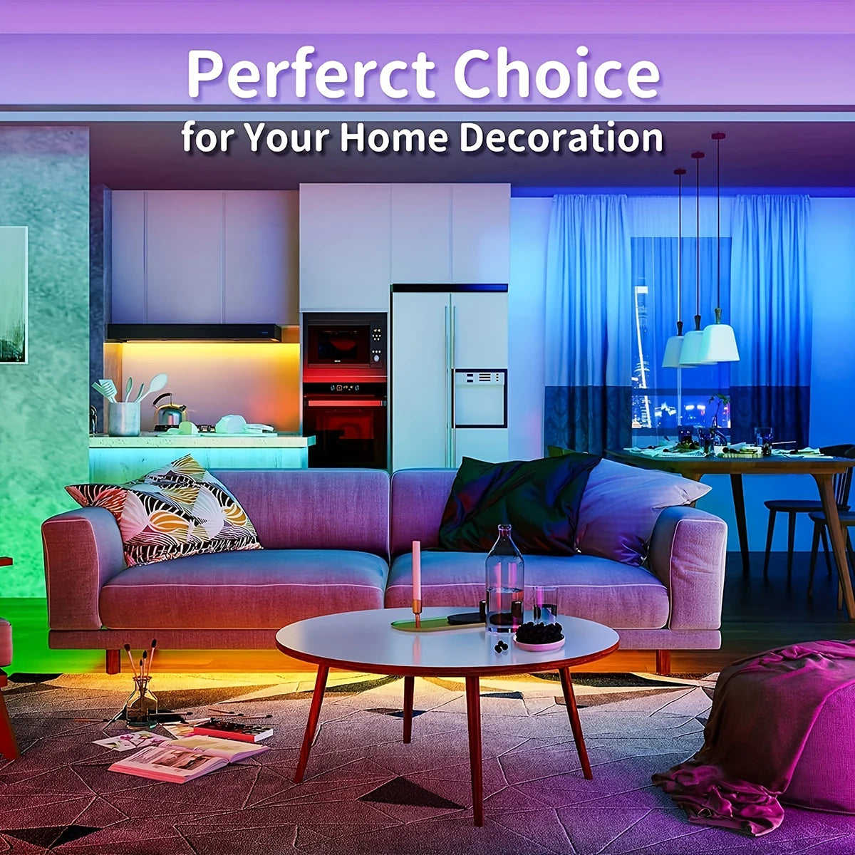 1–20 m LED-Strip RGB mit 24/44-Tasten-Fernbedienung für Zuhause, Schlafzimmer, Party, TV-Hintergrundbeleuchtung