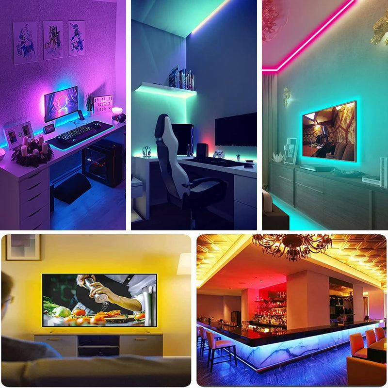 1–20 m LED-Strip RGB mit 24/44-Tasten-Fernbedienung für Zuhause, Schlafzimmer, Party, TV-Hintergrundbeleuchtung