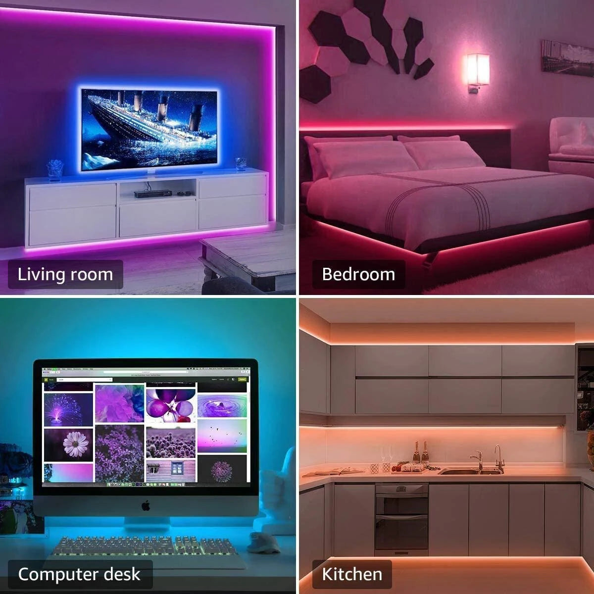 1–20 m LED-Strip RGB mit 24/44-Tasten-Fernbedienung für Zuhause, Schlafzimmer, Party, TV-Hintergrundbeleuchtung