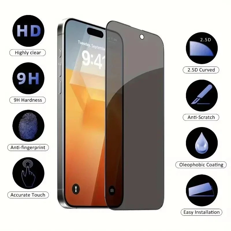 5er-Pack Privacy Schutzglas für iPhone 8K 16/15/14/13/12/11 Pro/Max/Mini XR X XS Max
