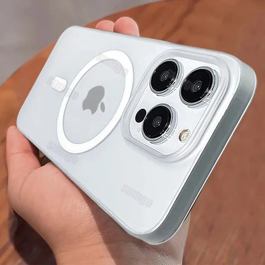 Matte Magnetic Wireless Charging Case für iPhone 11-16 Pro Max Plus, Translucent Hard Cover